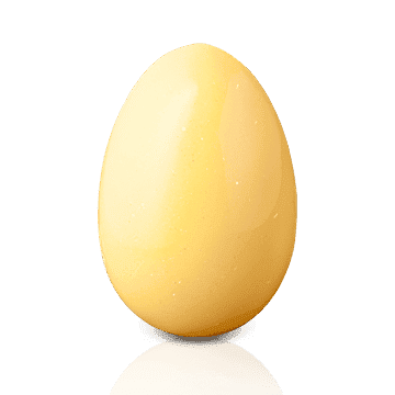 Eierlikör-Creme in einer Weißen Schokoladenhülle.