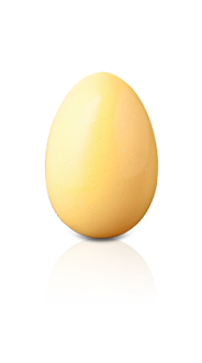 Eierlikör-Creme in einer Weißen Schokoladenhülle.