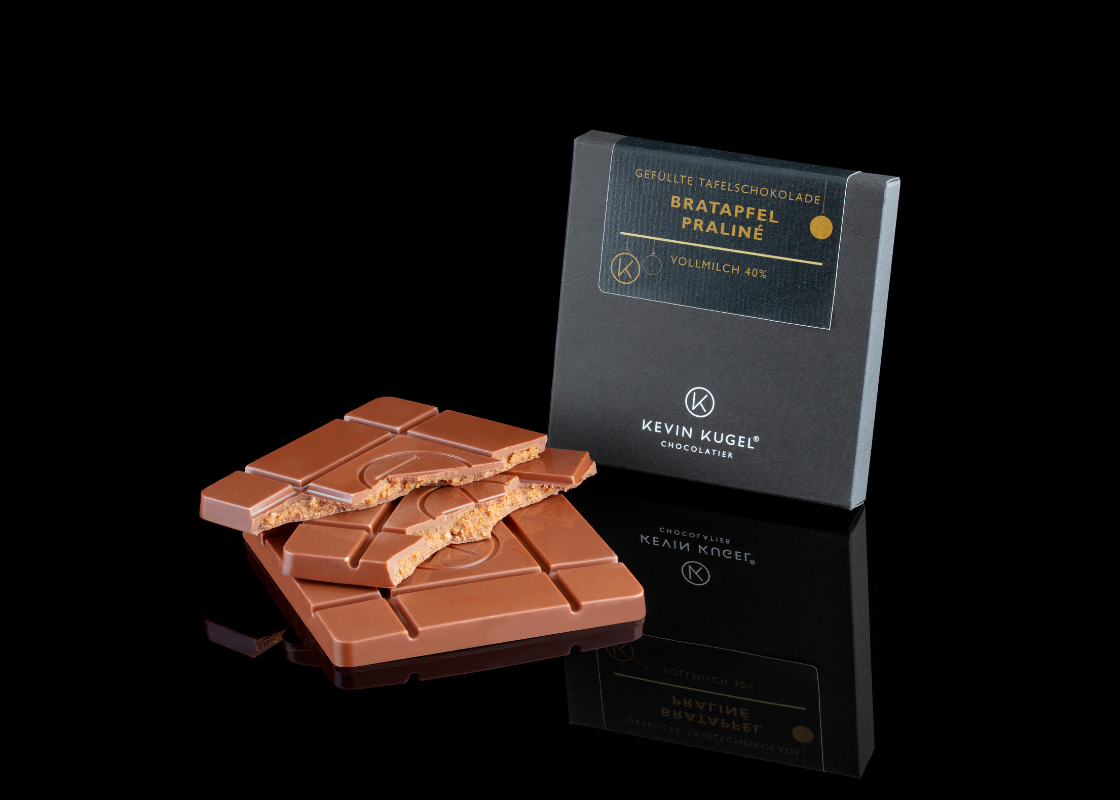 Gefüllte Tafelschokolade Bratapfel Praliné 40%