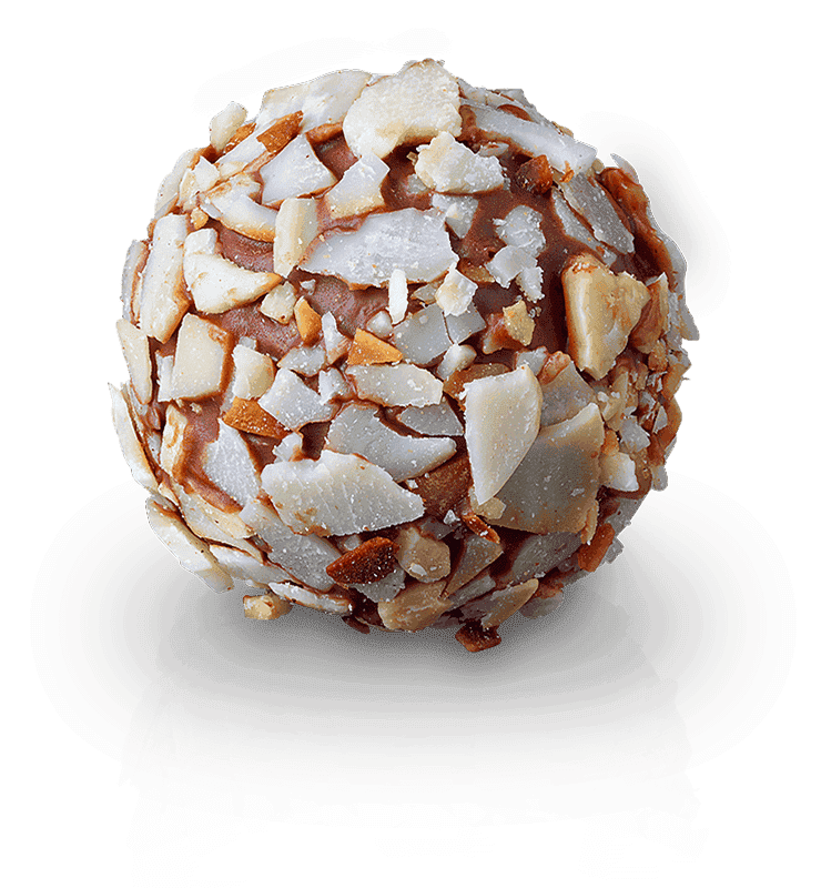 AMARETTO MANDEL 100%iges Mandelmark und Amarettolikör in einer kräftigen Vollmilch-Ganache, von Mandelplättchen umhüllt.